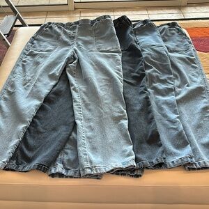 4 Pair Allison Daley straight leg stretch denim elastic waist pull-on jeans